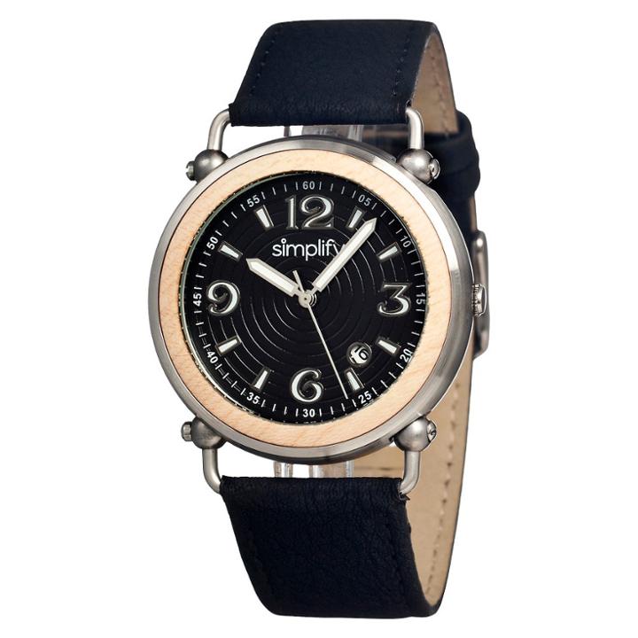 Women's Simplify The 1600 Watch With Wooden Bezel - Brown/black