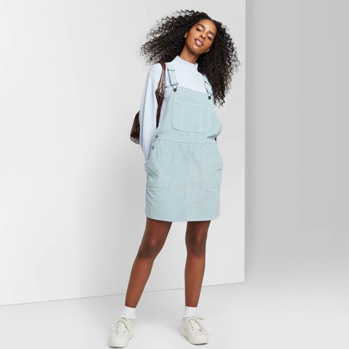 Women's Sleeveless Corduroy Mini Dress - Wild Fable Teal Xs, Women's, Blue