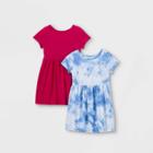 Toddler Girls' 2pk Tie-dye Rose Dress - Cat & Jack Dark Pink/blue
