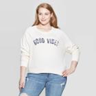 Women's Good Vibes Plus Size Long Sleeve Graphic Sweatshirt - Grayson Threads (juniors') -