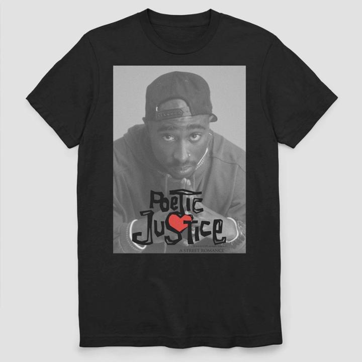 No Brand Men's Big & Tall Tupac Poetic Justice Short Sleeve T-shirt - Black