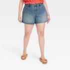 Women's Plus Size High-rise A-line Midi Jean Shorts - Universal Thread Medium Wash 18w,