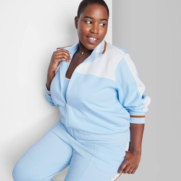 Women's Plus Size Track Zip-up Jacket - Wild Fable Blue