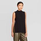 Women's Sleeveless Mock Turtleneck Cable Tabard Sweater - Prologue Black S, Women's,