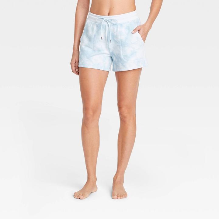 Women's Beautifully Soft Fleece Tie-dye Lounge Shorts - Stars Above Blue