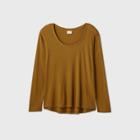 Women's Plus Size Long Sleeve Scoop Neck T-shirt - Ava & Viv Green X