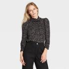 Women's Polka Dot Puff Long Sleeve Blouse - Who What Wear Black