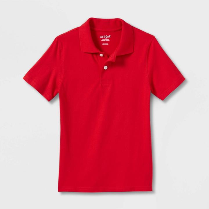 Boys' Short Sleeve Jersey Uniform Polo Shirt - Cat & Jack Red