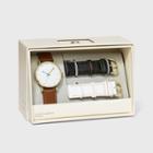 Women's Rainbow Dial Strap Watch With Changeable Straps - A New Day Brown/black/white