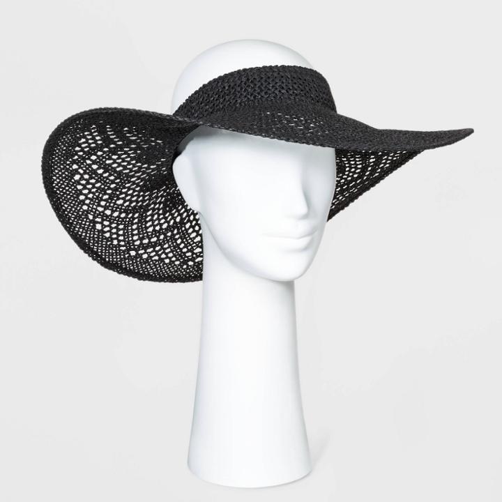 Women's Open Weave Visor Hats - A New Day Black One Size, Women's