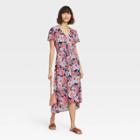 Women's Floral Print Flutter Short Sleeve Dress - Knox Rose Coral