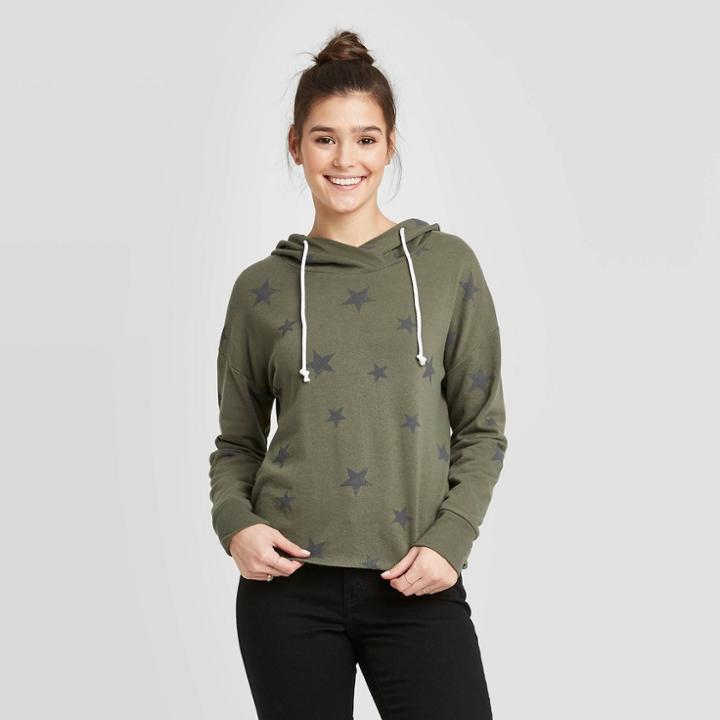 Women's Star Print Hoodie Sweatshirt - Grayson Threads (juniors') - Green