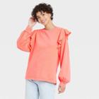 Women's Ruffle Sweatshirt - Universal Thread Peach