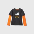 Boys' Halloween Long Sleeve 'candy Corn' Graphic T-shirt - Cat & Jack Black/orange