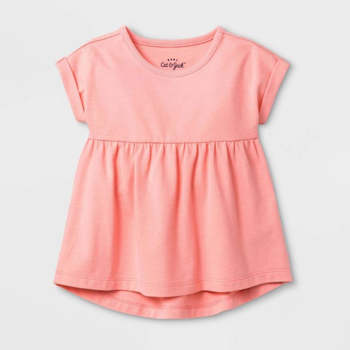 Petitebaby Girls' Short Sleeve Cloud Peplum Tunic Top - Cat & Jack Coral Newborn, Girl's, Orange