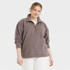 Women's Plus Size Quarter Zip Sweatshirt - Universal Thread Gray