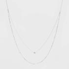 Sterling Silver Beaded Double Layered Necklace - A New Day Silver, Women's