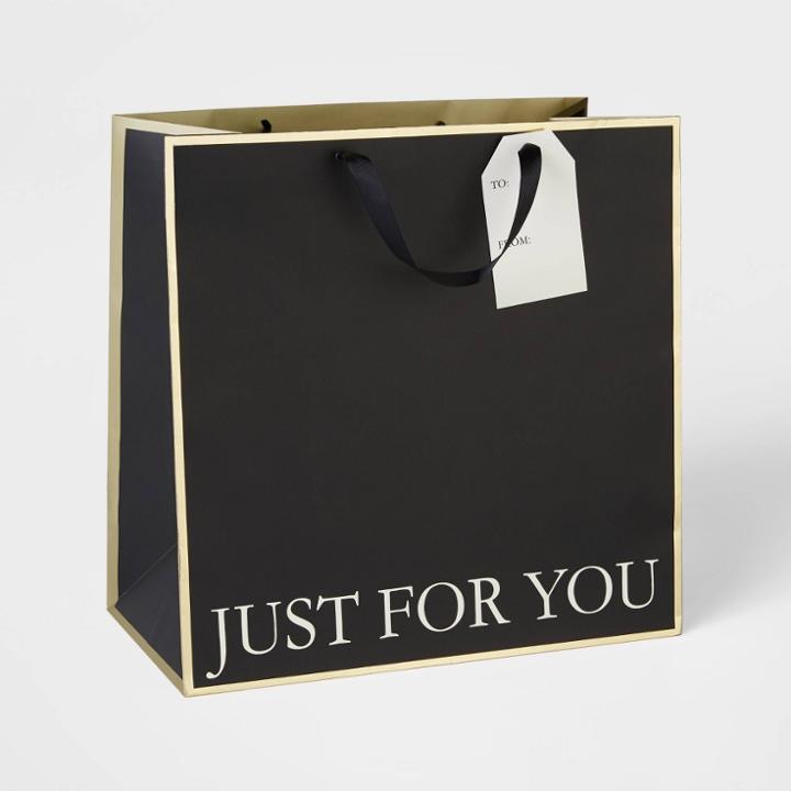 Just For You Gift Bag Black & Gold - Wondershop