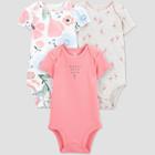 Baby Girls' 3pk Flamingo Floral Bodysuit - Just One You Made By Carter's Pink/gray