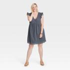 Women's Plus Size Flutter Short Sleeve Eyelet Dress - Knox Rose Navy