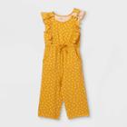 Toddler Girls' Adaptive Polka Dot Jumpsuit - Cat & Jack Amber Yellow