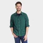 Men's Plaid Casual Fit Poplin Long Sleeve Button-down Shirt - Goodfellow & Co Jade/plaid Xxl, Green/plaid