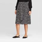 Women's Plus Size Animal Print Mid-rise Midi A Line Skirt - Who What Wear Black