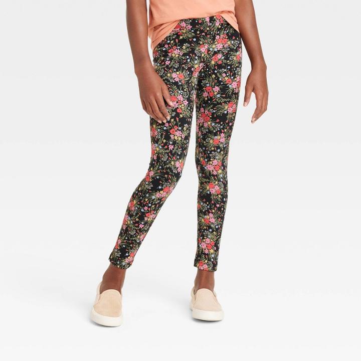 Girls' Leggings - Cat & Jack Black/red Floral