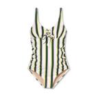 Scoop Neck Lace-up Front One Piece Maternity Swimsuit - Isabel Maternity By Ingrid & Isabel Striped