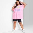 Women's Plus Size Short Sleeve Oversized T-shirt - Wild Fable Pink