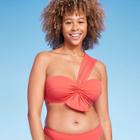 Shade & Shore Women's Lightly Lined One Shoulder Twist-front Bow Tail Bikini Top - Shade &