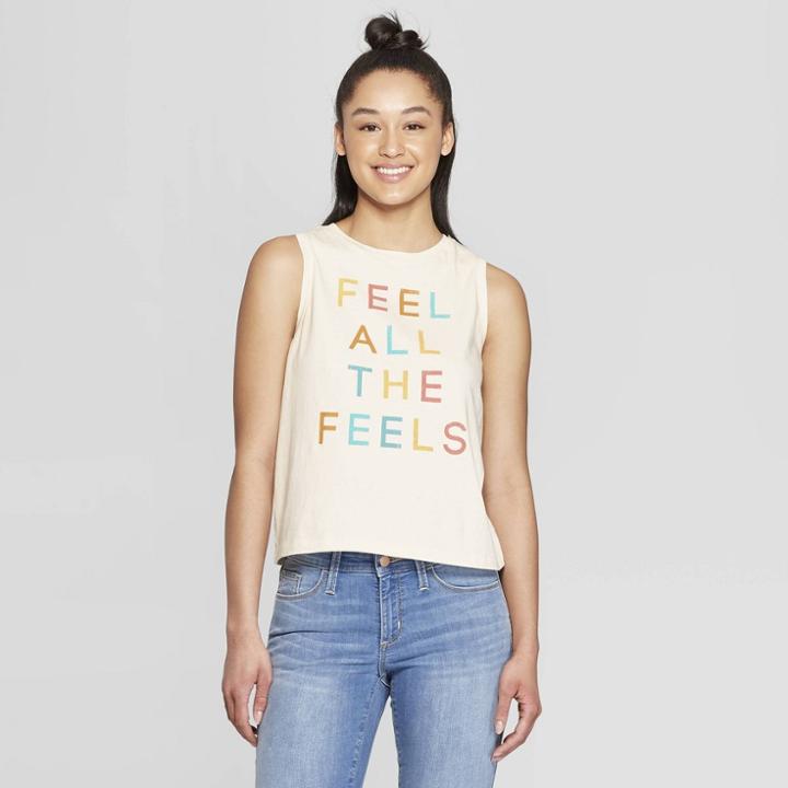 Women's Feel All The Feels Cropped Tank Top - Fifth Sun (juniors') - White