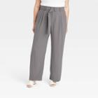 Women's Plus Size High-rise Relaxed Fit Straight Belted Trousers - A New Day Gray