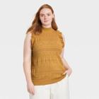 Women's Plus Size Crochet Halter Neck Sweater Vest - Who What Wear Dark Yellow