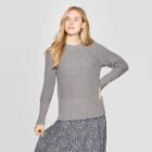 Women's Long Sleeve Crewneck Raglan Pullover Sweater - Universal Thread Gray