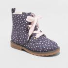 Toddler Girls' Giovanna Lace-up Zipper Combat Boots - Cat & Jack Charcoal Gray