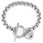 West Coast Jewelry Stainless Steel Heart Charm Boxed Chain Bracelet, Girl's,