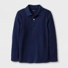 Boys' Adaptive Long Sleeve Polo Shirt - Cat & Jack Navy Xl, Boy's, Blue