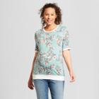 Maternity Floral Print Elbow Sleeve Sweatshirt - Macherie Teal S, Infant Girl's, Green