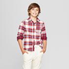 Boys' Classic Flannel Plaid Long Sleeve Button-down Shirt - Cat & Jack Red/white