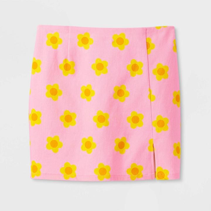 Girls' Notch-front Skirt - Art Class Light Pink Floral
