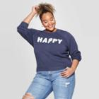 Women's Happy Plus Size Long Sleeve Sweatshirt - Grayson Threads (juniors') - Navy 1x, Women's, Size: