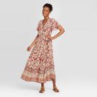 Women's Floral Print Short Sleeve Dress - Knox Rose Ivory M, Women's,