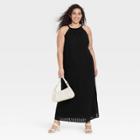 Women's Plus Size Sleeveless Crochet Dress - A New Day Black