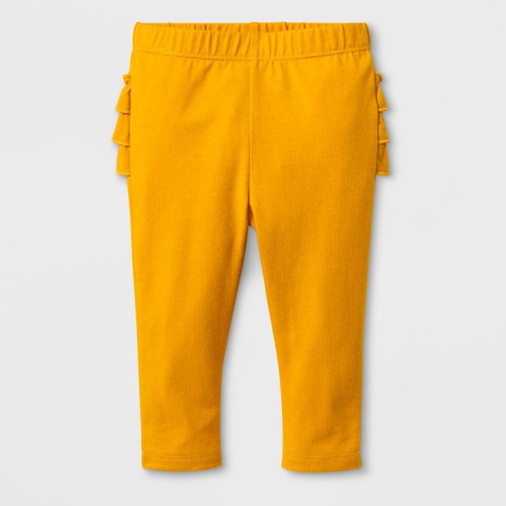 Baby Girls' Ruffle Leggings - Cat & Jack Flower Orange