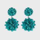 Double Fabric Floral Drop Earrings - A New Day Blue