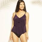 Women's Tiered Tankini Top - Aqua Green Plum (purple)