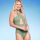 Shade & Shore Women's Cross Front Halter One Piece Swimsuit - Shade &