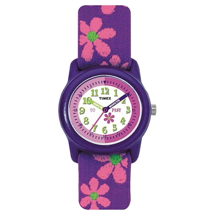 Kid's Timex Watch With Floral Strap - Purple/pink T89022xy, Girl's