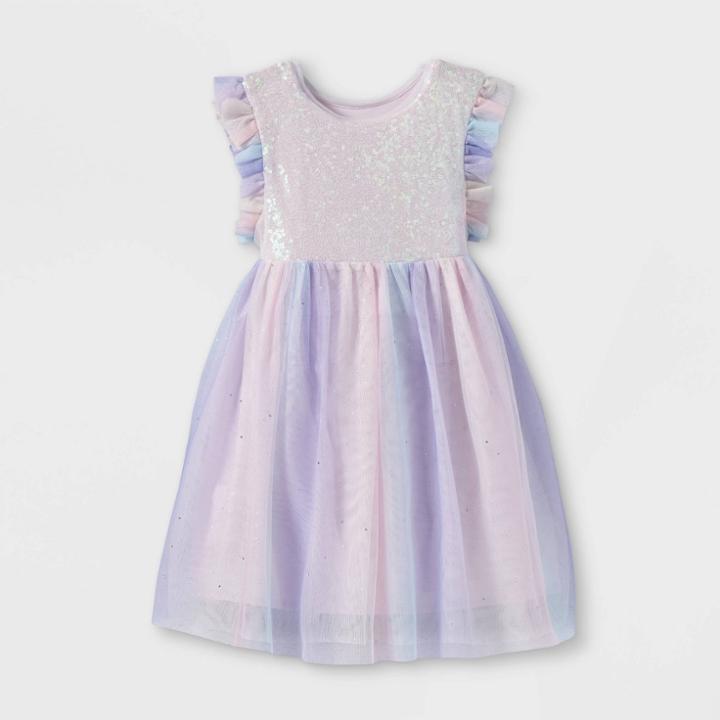 Toddler Girls' Adaptive Abdominal Access Short Sleeve Tutu Dress - Cat & Jack Purple